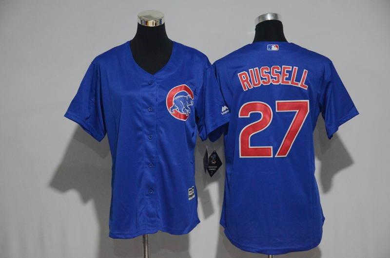 Womens 2017 MLB Chicago Cubs #27 Russell Blue Jerseys